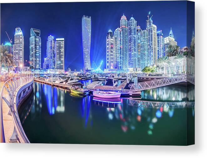 Standing Water Canvas Print featuring the photograph Dubai Marina by Thomas Kurmeier