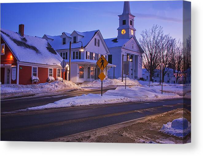 Dublin New Hampshire Canvas Print featuring the photograph Dublin Center In Winter by Tom Singleton
