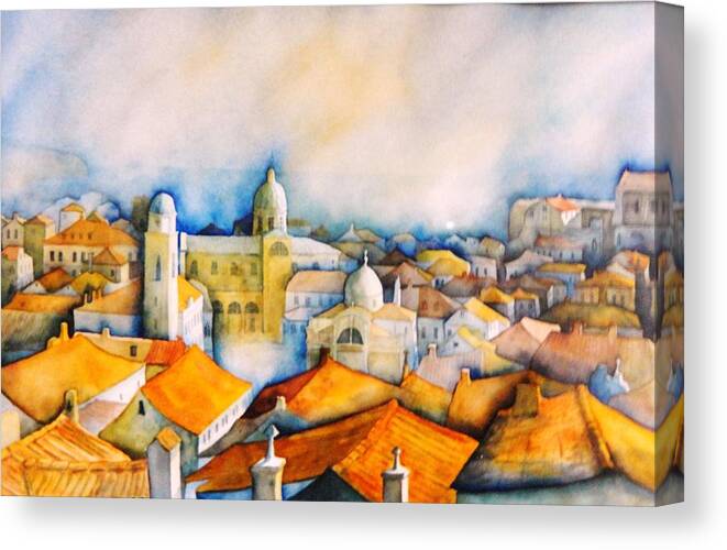 Cityview Canvas Print featuring the painting Dubrovnik by Dagmar Helbig