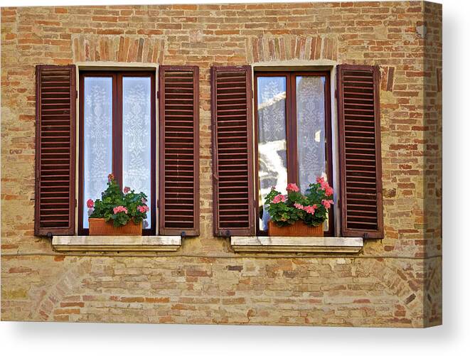 Art Canvas Print featuring the photograph Dueling Windows of Tuscany by David Letts