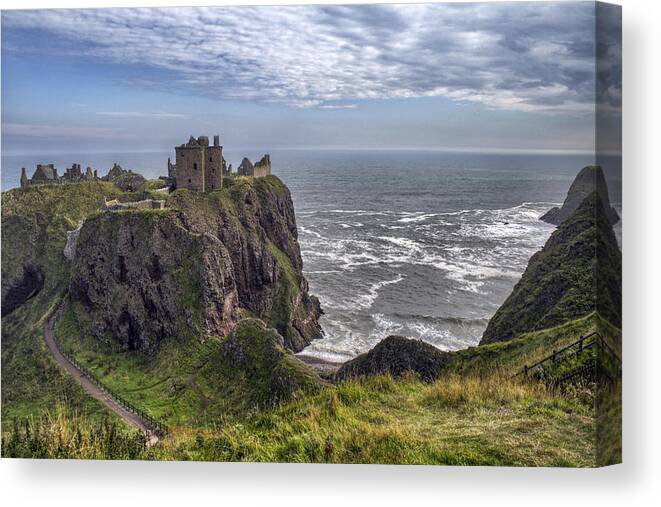 Scotland Canvas Print featuring the photograph Dunnottar Castle and the Scotland Coast by Jason Politte