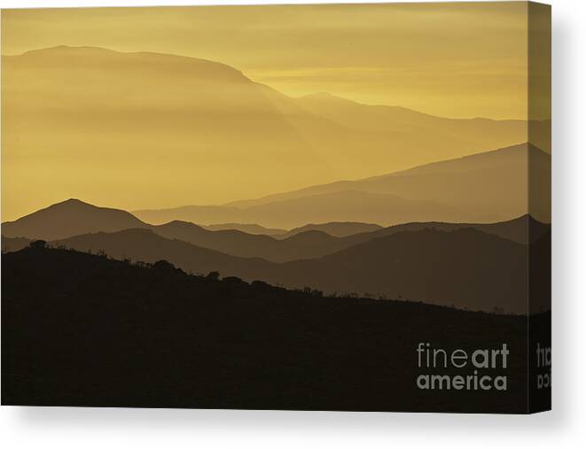 Landscape Canvas Print featuring the photograph Dusk Over the Spanish Hills of Andalusia by Heiko Koehrer-Wagner