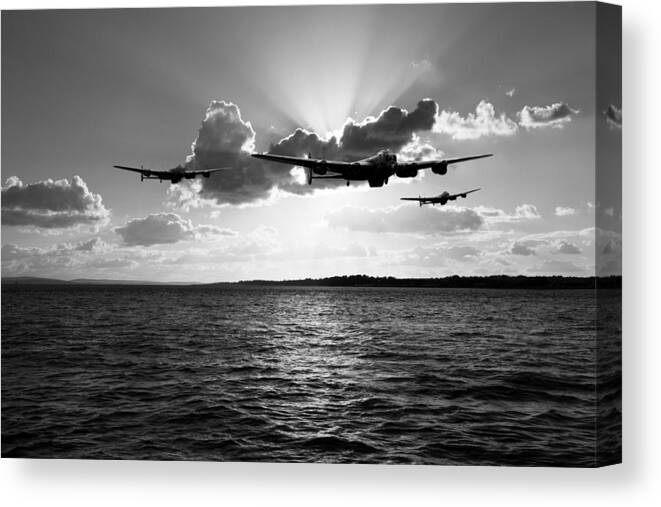 Lancasters Canvas Print featuring the photograph Duty bound black and white version by Gary Eason