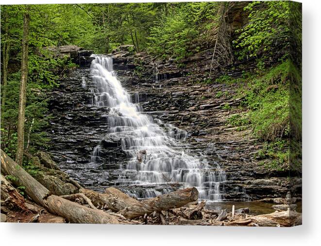 Boulders Canvas Print featuring the photograph Dwindling Summer Flow Over F L Ricketts by Gene Walls