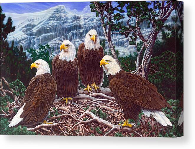 Larry Taugher Canvas Print featuring the painting Eagles by JQ Licensing