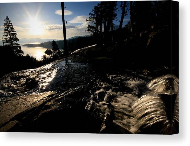 Lake Canvas Print featuring the photograph Early morning at Lake Tahoe by Jetson Nguyen
