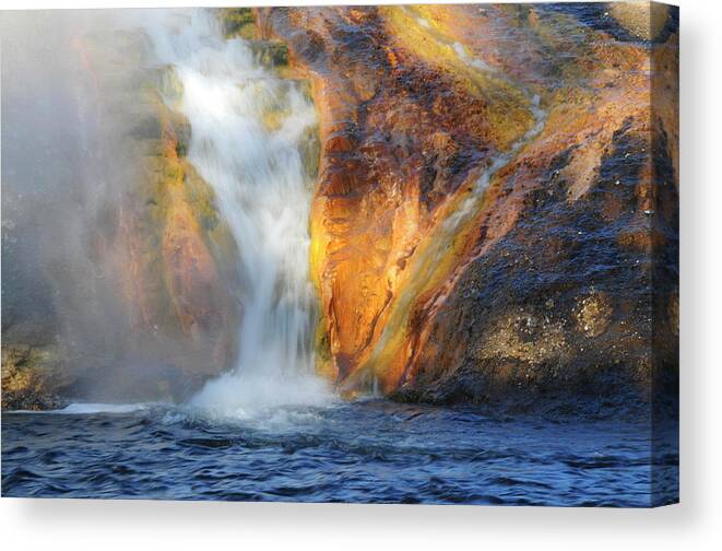Cascading Canvas Print featuring the photograph Early Morning At The Firehole River by Michel Hersen