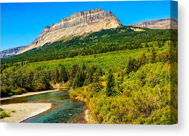 Landscape Canvas Print featuring the photograph East Flattop Mountain by John M Bailey