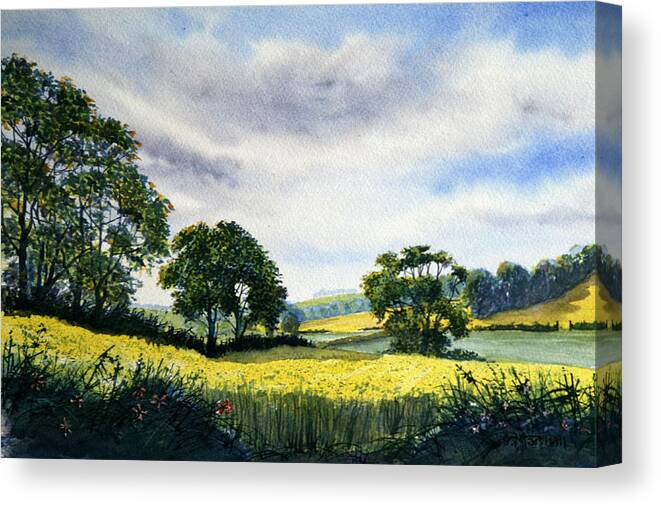 Watercolour Canvas Print featuring the painting Eastfields from Woldgate by Glenn Marshall