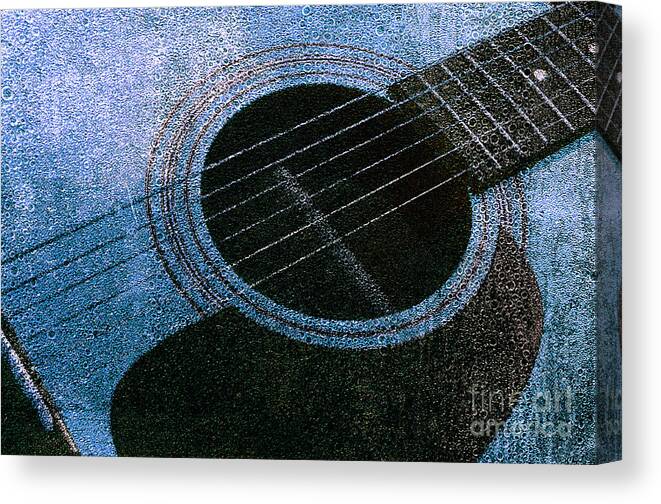 Andee Design Guitar Canvas Print featuring the photograph Edgy Guitar Blue 2 by Andee Design