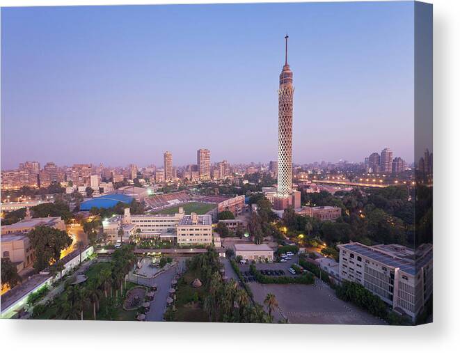 Dawn Canvas Print featuring the photograph Egypt, Cairo, View Of City by Westend61