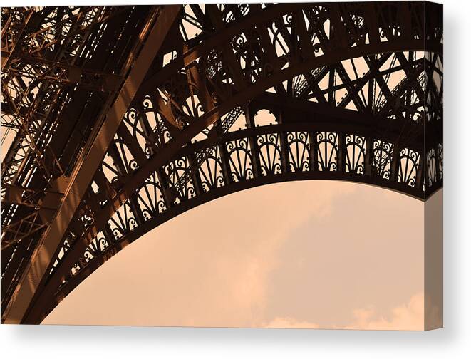 Landmark Eiffel Tower Paris France Photography Canvas Print featuring the photograph Eiffel Tower Paris France Arc by Patricia Awapara