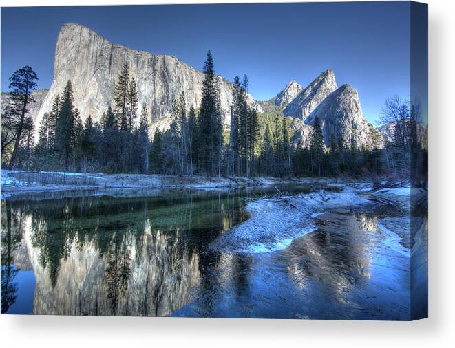 Scenics Canvas Print featuring the photograph El Capitan And The Three Brothers by Jan Maguire Photography