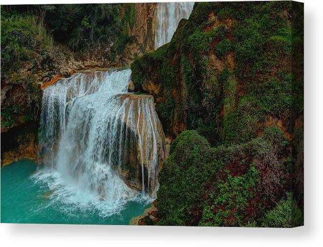 Waterfalls Canvas Print featuring the photograph El Chiflon Waterfalls, Mexico by Robert McKinstry