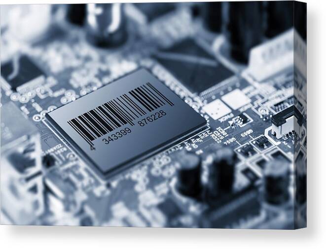 Nobody Canvas Print featuring the photograph Electronic Chip by Wladimir Bulgar
