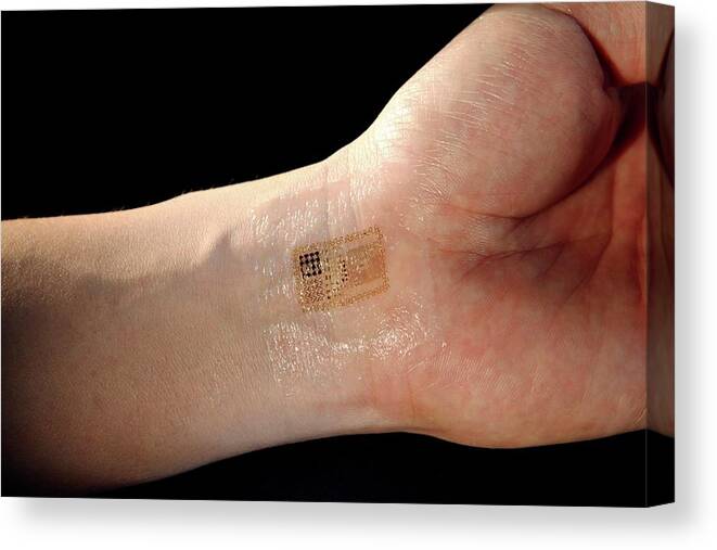 Computer Canvas Print featuring the photograph Electronic Circuit Printed Onto Skin by Professor John Rogers, University Of Illinois