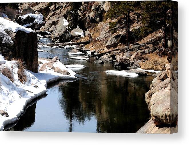 Colorado Canvas Print featuring the photograph Eleven Mile Canyon in Winter by Marilyn Burton