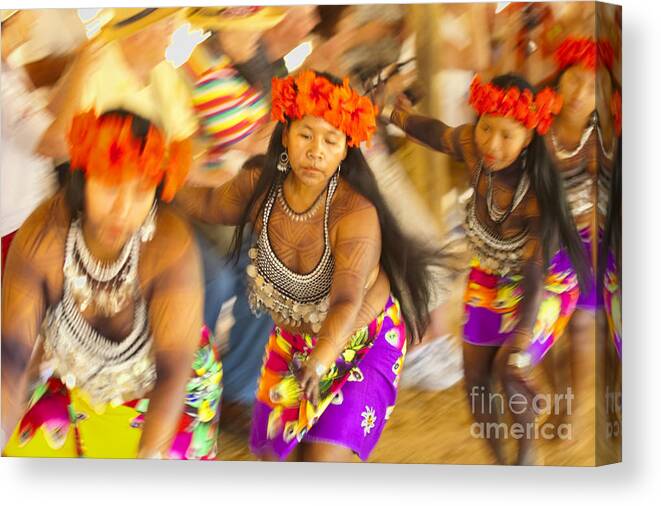 Embera Canvas Print featuring the photograph Embera Villagers in Panama by David Smith