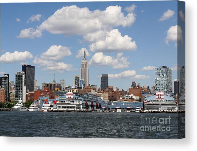 City Canvas Print featuring the photograph Empire State from the Water by Terry Weaver
