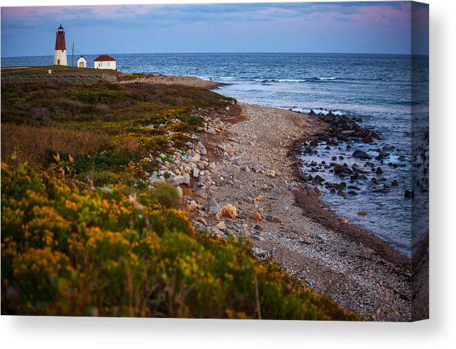 Lighthouse Canvas Print featuring the photograph End Of Day At Point Judith by Karol Livote