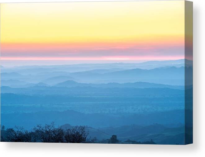 Sunset Canvas Print featuring the photograph End of Day Figueroa Mountain by Paul Johnson 