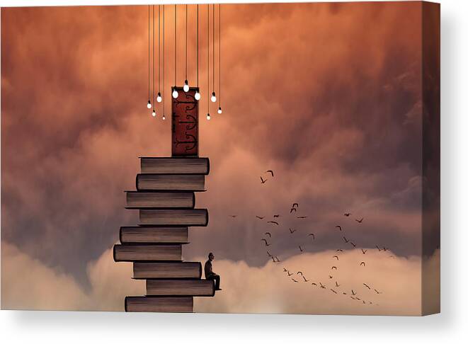 Books Canvas Print featuring the photograph Escale by David Senechal Photographie