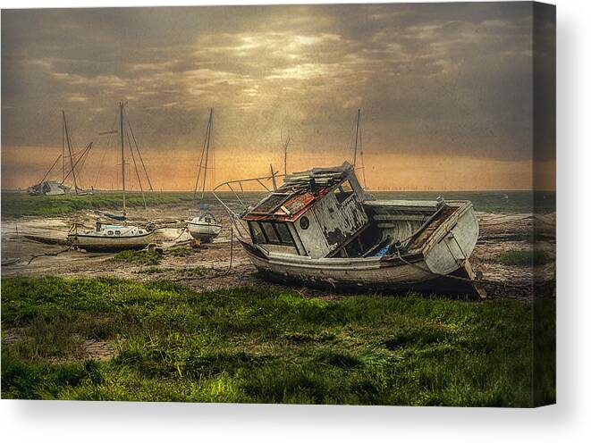 Fishing Boats Canvas Print featuring the photograph Estuary Evening by Brian Tarr