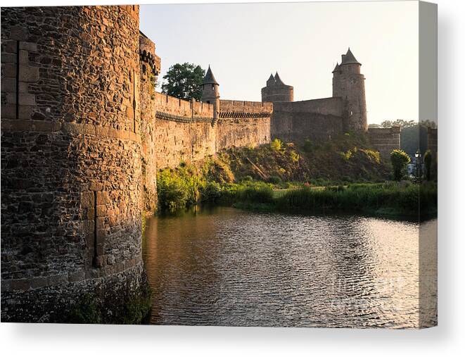 Fougeres Chateau Canvas Print featuring the photograph Evening Light in Fougeres by Ann Garrett