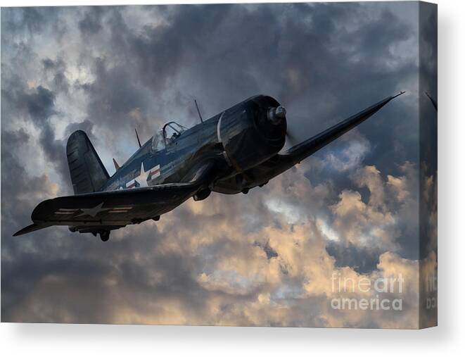 F-4u Canvas Print featuring the digital art F4 Corsair Tribute by Airpower Art