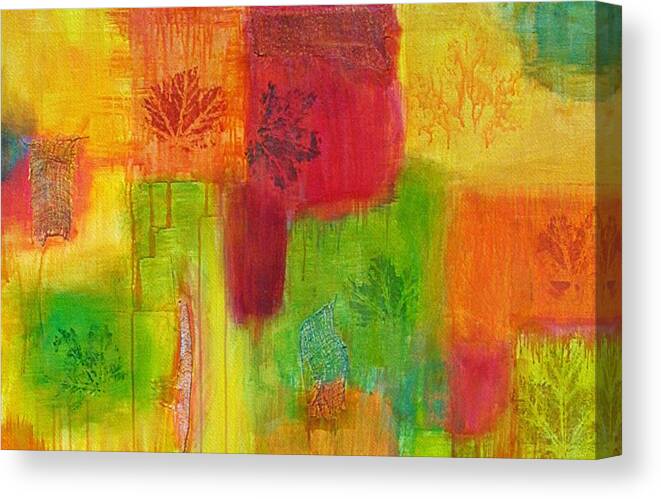 Mixed Medium Canvas Print featuring the painting Fall Impressions by Angelique Bowman