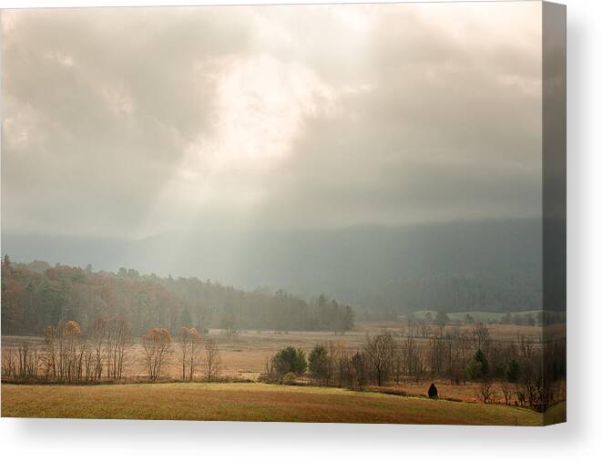 Beautiful Scenery Canvas Print featuring the photograph Fall morning in Cades Cove by Victor Culpepper