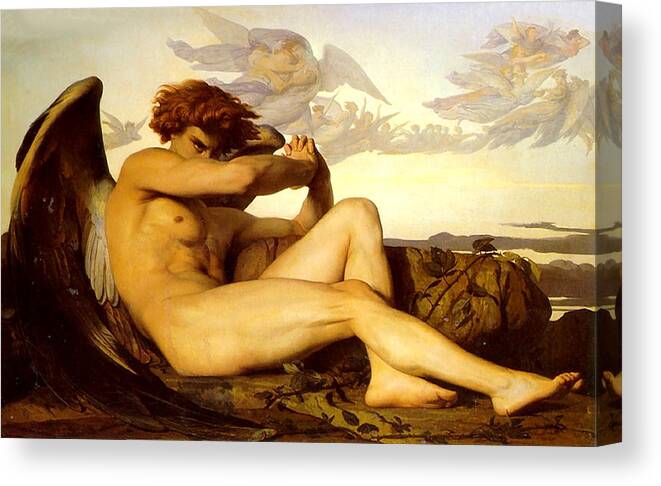 Alexandre Cabanel Canvas Print featuring the painting Fallen Angel by Alexandre Cabanel