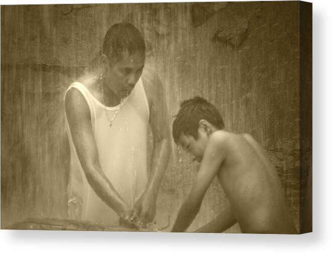 Father Canvas Print featuring the photograph Falls Shower by Daniel Martin