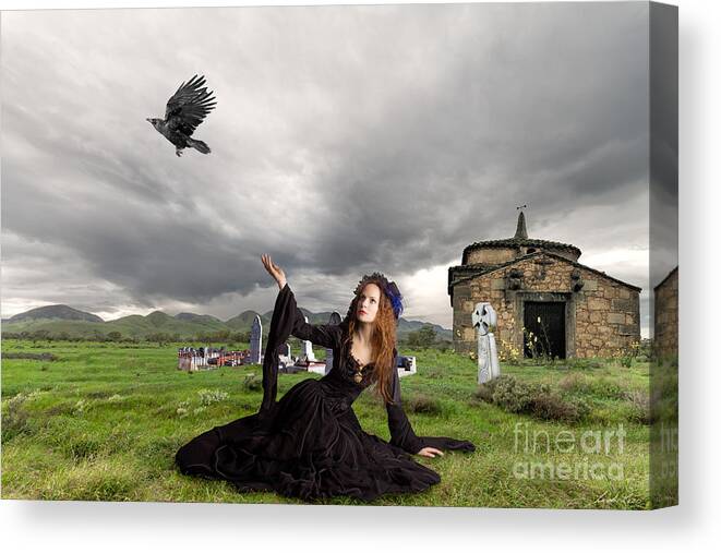 Crow Canvas Print featuring the digital art Farewell my Love by Linda Lees