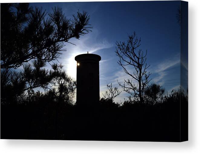 Fct1 Canvas Print featuring the photograph FCT1 Fire Control Tower 1 in Silhouette by Bill Swartwout