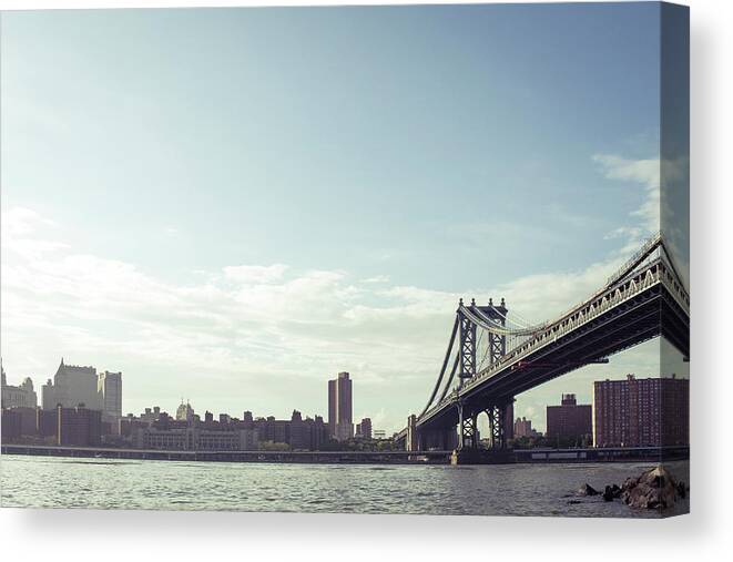 Lower Manhattan Canvas Print featuring the photograph Fdr And Manhattan Bridge by Guillermo Murcia