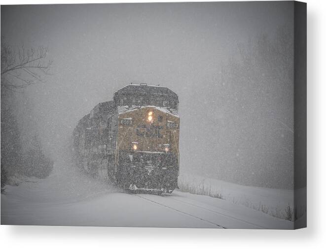 Csx Railroad Canvas Print featuring the photograph February 16. 2015 - CSX Q597 by Jim Pearson