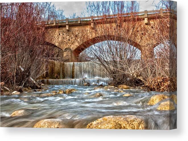 Greece Canvas Print featuring the photograph Bridge in Greece by Mike Santis