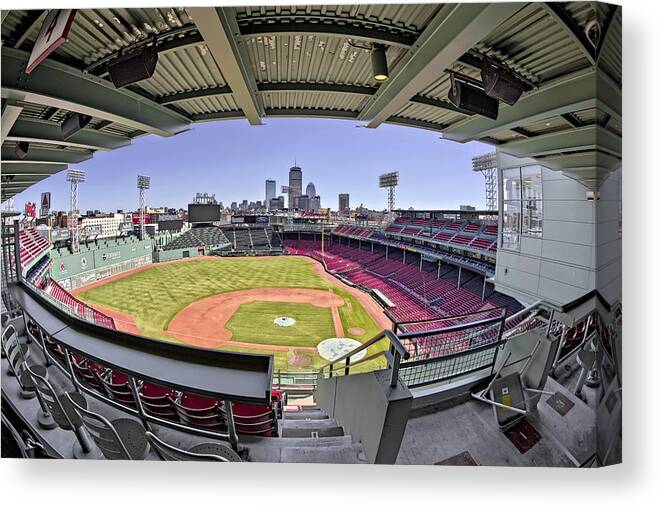 Boston Canvas Print featuring the photograph Fenway Park and Boston Skyline by Susan Candelario