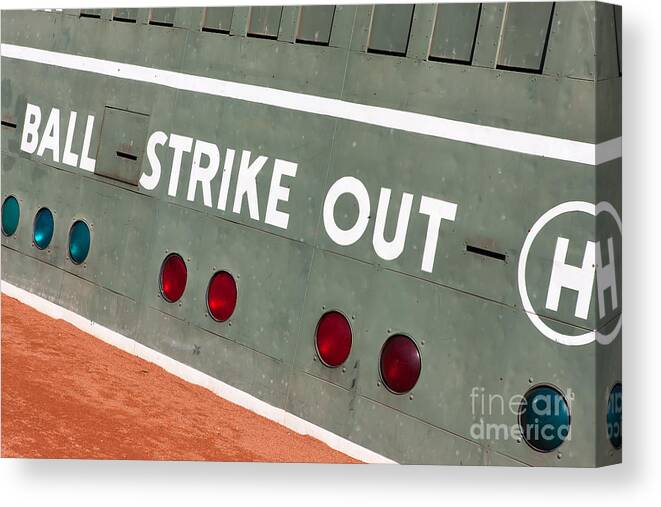 Clarence Holmes Canvas Print featuring the photograph Fenway Park Green Monster Scoreboard III by Clarence Holmes
