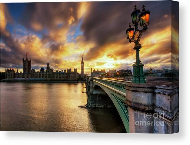 Yhun Suarez Canvas Print featuring the photograph Fire In The Sky by Yhun Suarez