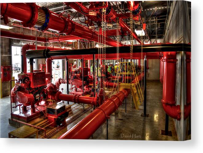 Fire Canvas Print featuring the photograph Fire pumps by David Hart