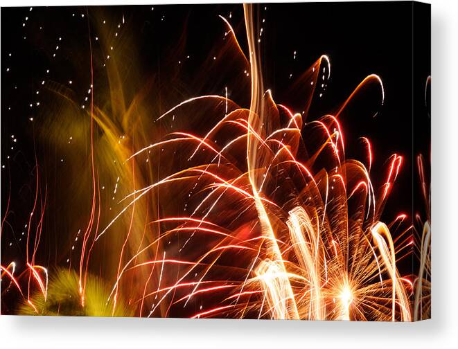 Firework Canvas Print featuring the photograph Fireworks Finale by Haleh Mahbod