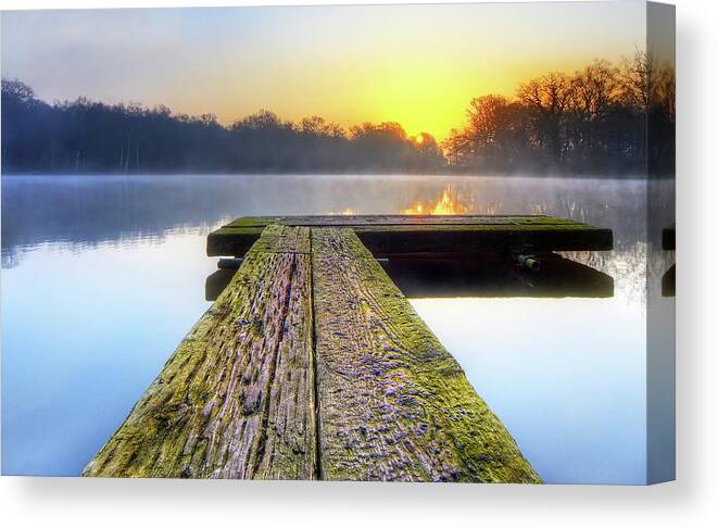 Tranquility Canvas Print featuring the photograph First Light At The Pond by Andrew Thomas
