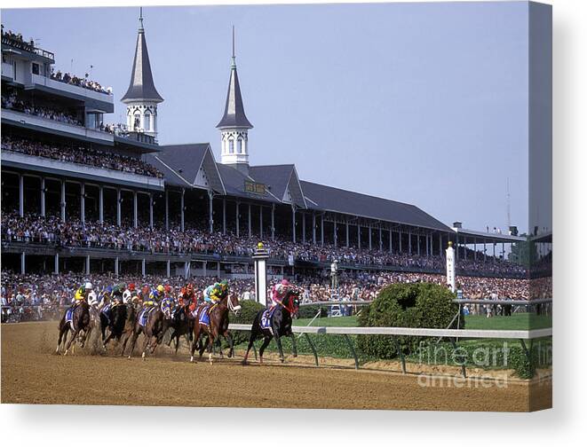 Thoroughbred Canvas Print featuring the photograph First Saturday in May - FS000544 by Daniel Dempster