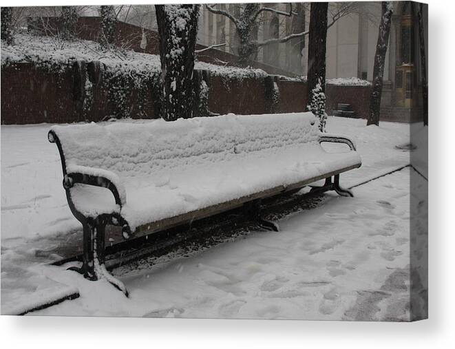 First Canvas Print featuring the photograph First Snow in New York City by Vadim Levin