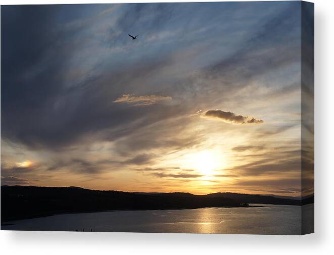 Firth Of Forth Canvas Print featuring the photograph Firth of Forth in the sunset by Elena Perelman