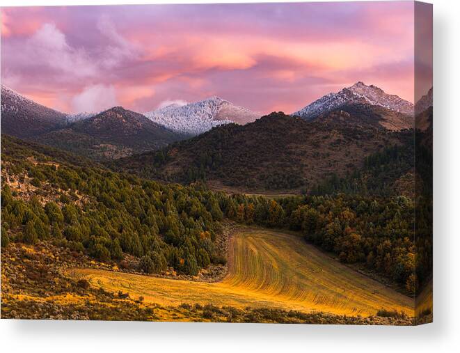 Fish Creek Pass Canvas Print featuring the photograph Fish Creek Pass Sunset by Joseph Rossbach