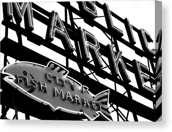 Pikes Place Canvas Print featuring the photograph Fish Market by Benjamin Yeager