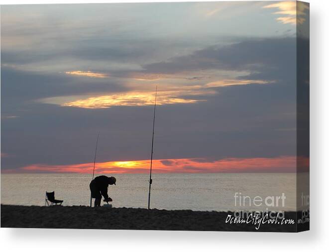 Ocean City Maryland Canvas Print featuring the photograph Fishing at Sunrise by Robert Banach